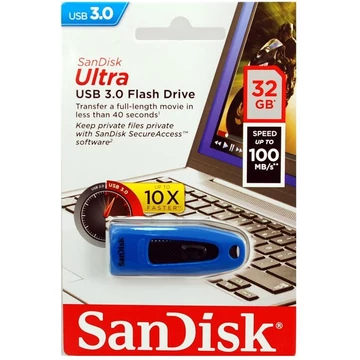 SANDISK CRUZER ULTRA PENDRIVE 32GB USB 3.0  Kék (100 MB/s olvasási sebesség)