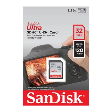 SanDisk Ultra 32GB SDHC Memóriakártya UHS-I Class 10 (120 MB/s olvasási sebesség) SanDisk Ultra 32GB SDHC Memóriakártya UHS-I Class 10 (120 MB/s olvasási sebesség)