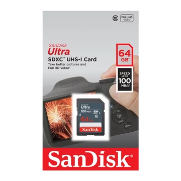SanDisk Ultra 64GB SDXC memóriakártya UHS-I Class 10 100 MB/s olvasási sebességgel