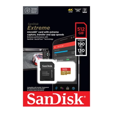 SanDisk Extreme 512GB Micro SDXC U3 V30 + Adapter (190/130 MB/s)