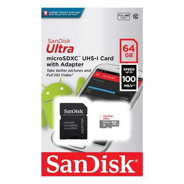 SanDisk Ultra microSDXC memóriakártya adapterrel 64GB Class 10 UHS-I 100MB/s