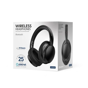 Platinet vezeték nélküli fejhallgató Bluetooth 5.4 beépített mikrofonnal 10 órás üzemidővel - fekete