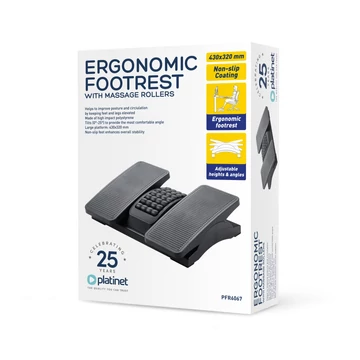 Platinet ergonomikus lábtámasz masszázsgörgőkkel 2 szintben állítható 432×320×105 mm - fekete (PFR4947)