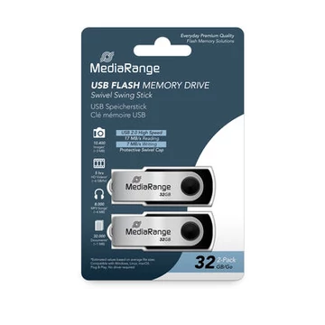 MediaRange MR911 USB 2.0 pendrive 32GB 2db - ezüst/fekete