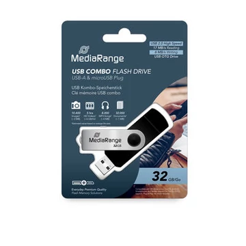 MediaRange Combo pendrive 32GB USB 3.0 + Micro USB OTG - ezüst-fekete (MR932-2)