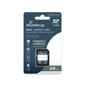 MediaRange SDXC 64GB CL10 (20 MB/s olvasási sebesség)