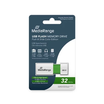 MEDIARANGE COLOR EDITION PENDRIVE 32GB USB 2.0 Zöld-Fehér