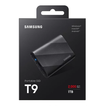 Samsung T9 külső SSD 1TB USB-C 3.2 Gen2×2 - fekete Samsung T9 külső SSD 1TB USB-C 3.2 Gen2×2 - fekete