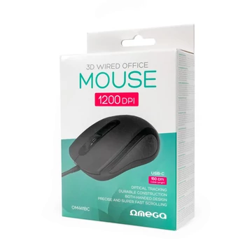 Omega OM441BC vezetékes egér 3D 1200 DPI USB-C 1,5m - fekete