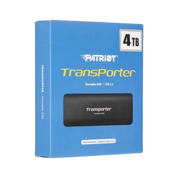 Patriot TRANSPORTER külső SSD 4TB USB-A + USB-C 3.2 Gen 2 (1000/1000 MB/s) - fekete