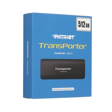 Patriot TRANSPORTER külső SSD 512GB USB-A + USB-C 3.2 Gen 2 (1000/1000 MB/s) - fekete Patriot TRANSPORTER külső SSD 512GB USB-A + USB-C 3.2 Gen 2 (1000/1000 MB/s) - fekete