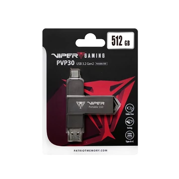 Patriot VIPER PVP30 külső SSD 512GB USB A + USB C 3.2 Gen 2 (1000 MB/s)