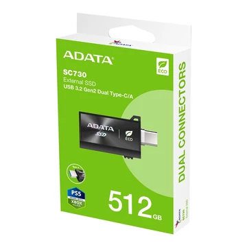 ADATA SC730 külső SSD 512GB USB-A + USB-C 3.2 Gen 2 600/600 MB/s - fekete