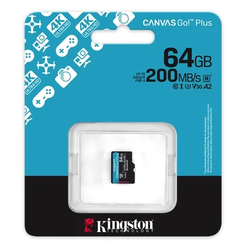 Kingston Canvas Go! Plus microSDXC 64GB UHS-I A2 U3 Class 10 (200/160 MB/s) - fekete (SDCG4/64GBSP)
