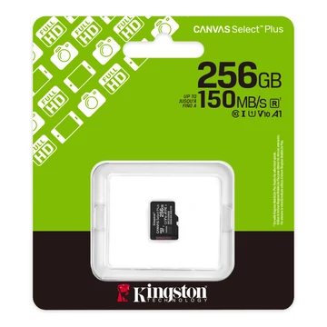 Kingston Canvas Select Plus micro SDXC 256GB Class 10 UHS-I U1 V10 A1 memóriakártya 150 MB/s olvasási sebességgel - fekete (SDCS3/256GBSP)