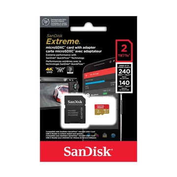 SanDisk Extreme Micro SDXC memóriakártya + adapter 2TB UHS-I U3 V30 A2 (190/130 MB/s)