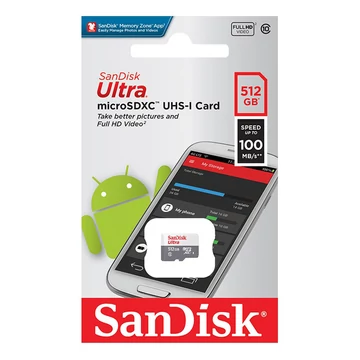 SanDisk Ultra microSDXC memóriakártya 512GB Class 10 UHS-I - 100 MB/s olvasási sebesség