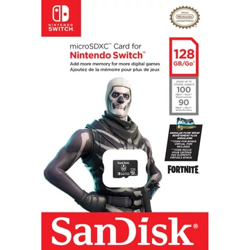 SanDisk microSDXC memóriakártya Nintendo Switch 128GB A1 UHS-I V30 U3 Fortnite Skull Trooper Edition (100/60 MB/s)