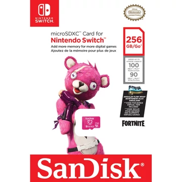 SanDisk microSDXC memóriakártya Nintendo Switch 256GB A1 UHS-I V30 U3 Fortnite Cuddle Team Leader Edition (100/90 MB/s) - rózsaszín