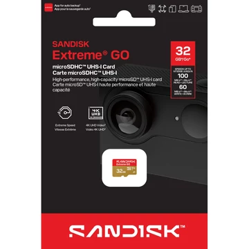 SanDisk Extreme GO microSDHC memóriakártya 32GB C10 UHS-I V30 U3 A1 100/60 MB/s