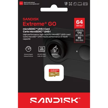 SanDisk Extreme GO microSDXC 64GB C10 UHS-I V30 U3 A2 5K (170/80 MB/s)