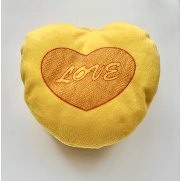 Szív alakú plüss CD/DVD/Blu-ray táska 12 lemez tárolására LOVE felirattal - sárga