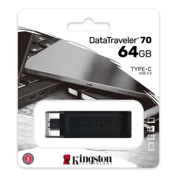 KINGSTON DT70 PENDRIVE 64GB USB Type-C 3.2 gen 1 Fekete KINGSTON DT70 PENDRIVE 64GB USB Type-C 3.2 gen 1 Fekete