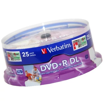 Verbatim DVD+R DL Printable 8X 8,5 GB lemez - Cake (25) Verbatim DVD+R DL Printable 8X 8,5 GB lemez - Cake (25)