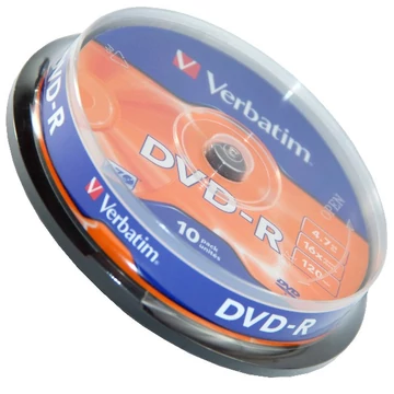 Verbatim DVD-R 16X lemez 4,7 GB - 10 db cake Verbatim DVD-R 16X lemez 4,7 GB - 10 db cake