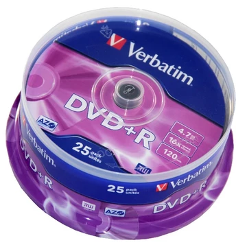Verbatim DVD+R 16X lemez 4,7 GB - Cake (25)