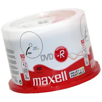 Maxell DVD-R 16X Teljes Felületén Nyomtatható Lemez - Cake (50) Maxell DVD-R 16X Teljes Felületén Nyomtatható Lemez - Cake (50)