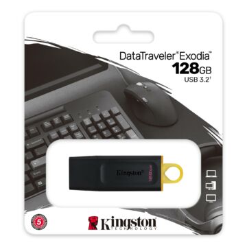 KINGSTON EXODIA DATA TRAVELER PENDRIVE 128GB USB 3.2 Gen1 Fekete