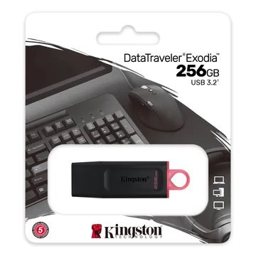 KINGSTON EXODIA DATA TRAVELER PENDRIVE 256GB USB 3.2 Gen1 Fekete