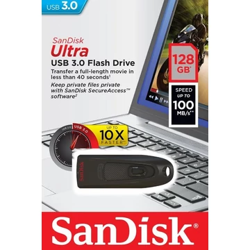 SanDisk Cruzer Ultra pendrive 128GB USB 3.0 - fekete SanDisk Cruzer Ultra pendrive 128GB USB 3.0 - fekete