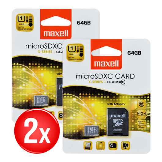 Maxell 64GB Micro SDHC Memóriakártya Class 10 + Adapter