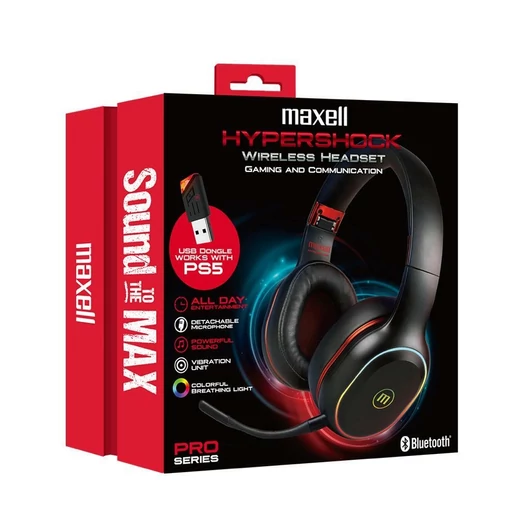 MAXELL HyperShock gaming vezeték nélküli fejhallgató mikrofonnal, bluetooth, RGB