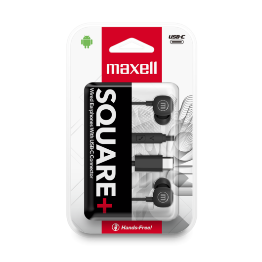 Maxell SQUARE + fülhallgató + mikrofon, Type-C, 120cm [fekete]