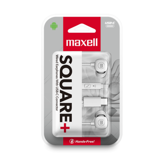 Maxell SQUARE + fülhallgató + mikrofon, Type-C, 120cm [fehér]