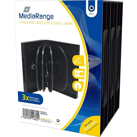 MediaRange DVD tok 33mm - 10 lemezes, fekete (3db)