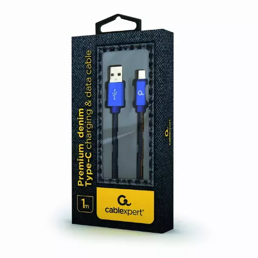 Gembird Type-C USB 3.0 Premium Jeans kábel [1m] kék
