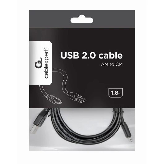 Gembird Type-C USB 2.0 kábel 1,8m - fekete