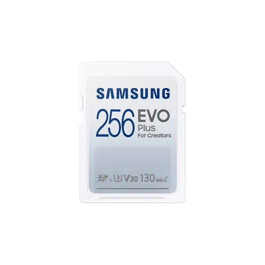 SAMSUNG EVO PLUS 256GB SDXC UHS-I U3 Class 10 (130 MB/s olvasási sebesség)