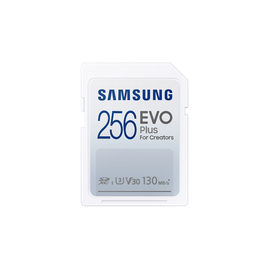 SAMSUNG EVO PLUS 256GB SDXC UHS-I U3 Class 10 (130 MB/s olvasási sebesség)