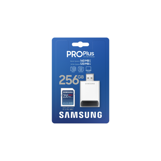 SAMSUNG PRO PLUS 256GB SDXC CL10 UHS-I U1 + USB adapter (160/120 MB/s)