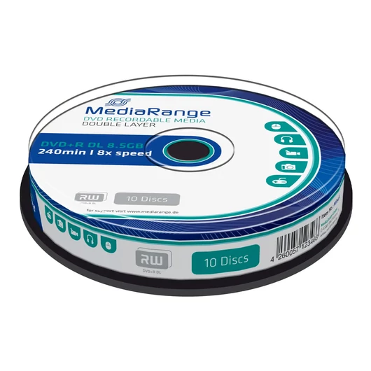 MediaRange DVD+R Dual Layer 8x 8.5GB lemez - 10 db (cake)
