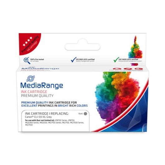 MediaRange Canon CLI-551 XL szürke tintapatron chippel