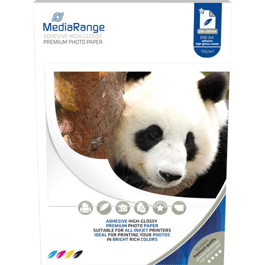 MediaRange öntapadó hátoldalú magasfényű fotópapír A4 115g - fehér (MRINK119)