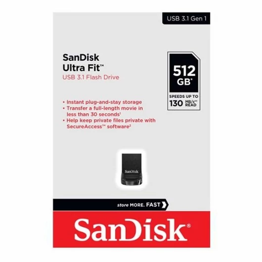 SanDisk Ultra Fit pendrive 512GB USB 3.1 - fekete