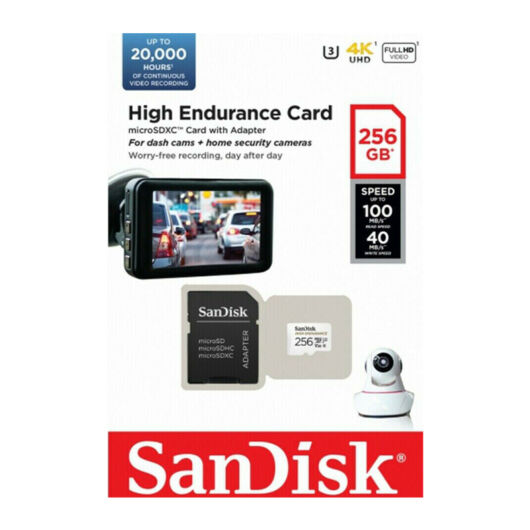 Sandisk High Endurance micro SDHC 256GB CL10 UHS-I U3 (100/40 MB/s) + adapter