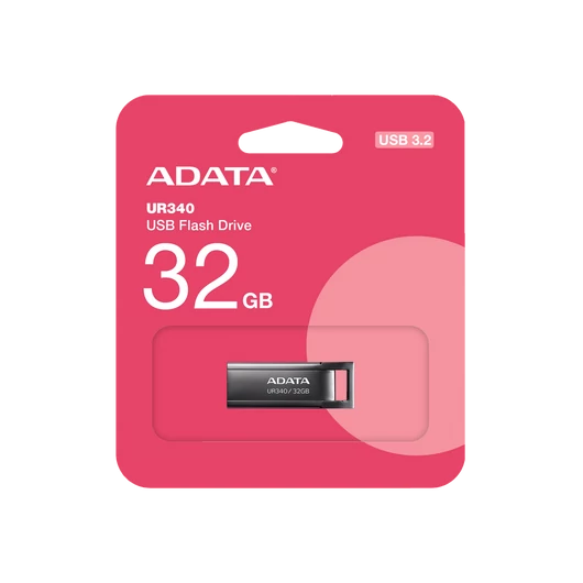 ADATA UR340 pendrive 32GB USB 3.2 fémházas 100 MB/s olvasási sebességgel - fekete